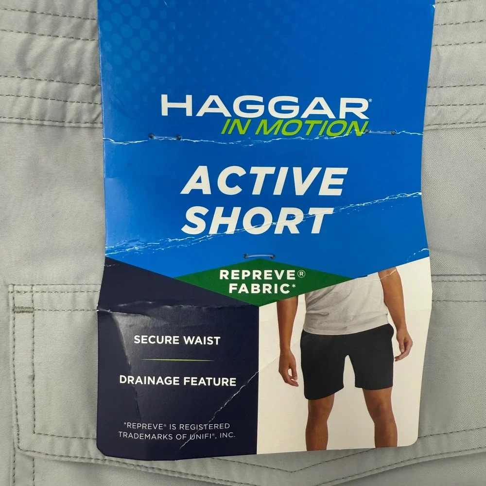 Haggar In Motion Active Shorts Mens XL Light Grey Repreve‎ NEW